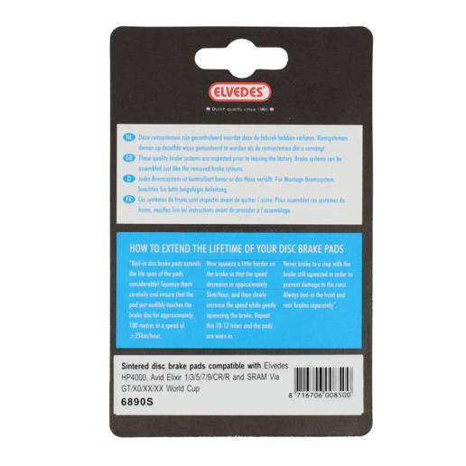 74.6890S ELVEDES Schijfremblokken Gesinterd Goud set