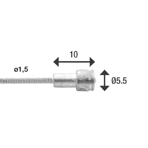 74.6411RVS-BOX ELVEDES Rem binnenkabel RVS 2000 mm ø 1,5 mm (100x) 1 × 19 ø 1,5 x 2000 / ø 5,5 × 10 mm