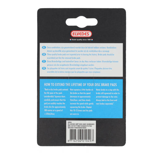 74.6894 ELVEDES Jeu de plaquettes de frein Organique Bleu