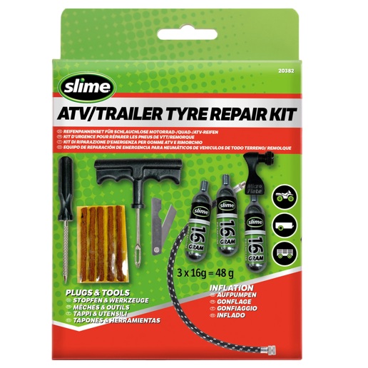 40P.20382 SLIME Slime kit de réparation pneus ATV / remorque avec cartouches CO₂
