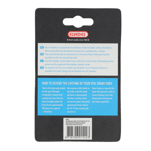 74.6907 ELVEDES Jeu de plaquettes de frein Organique Bleu