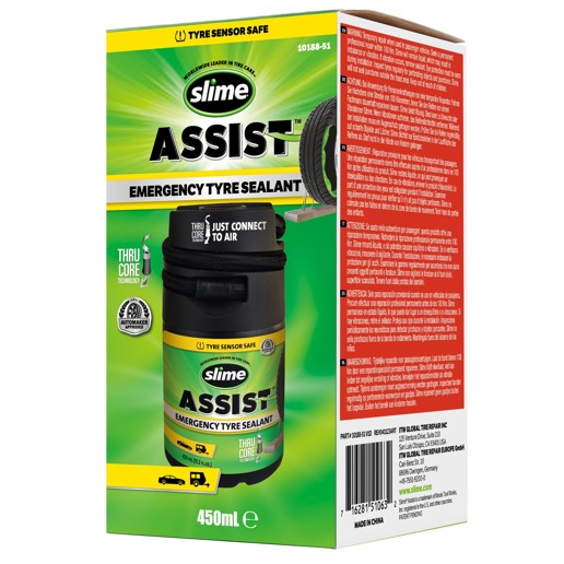 40P.050188 SLIME Slime Assist Anti-crevaison d'urgence pour pneus 450 ml / Recharge kit Smart Repair Plus 9 x 9 x 16.5 cm