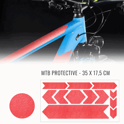 092022 MERKLOOS Fiets frame bescherming stickerset neon rood 165 x 340 mm