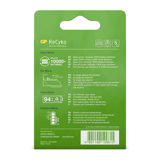 430907 GP Oplaadbare AAA-batterijen 850mAh NiMH 4PK