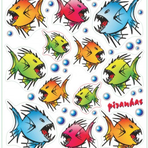 91.00998 MERKLOOS Set d'autocollants piranhas 240 x 200 mm