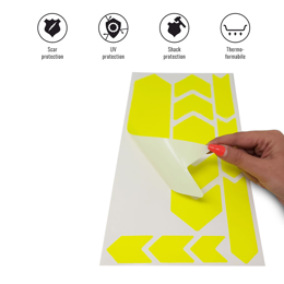 092021 MERKLOOS Set d'autocollants de protection du cadre de vélo jaune fluo 165 x 340 mm