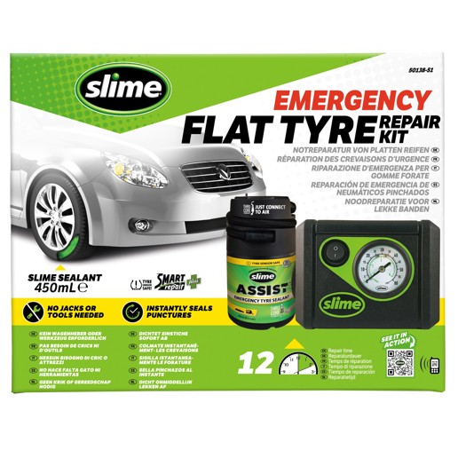 40P.050138 SLIME Slime Smart Repair Plus kit de réparation d’urgence pour pneus crevés 20 x 9 x 17 cm