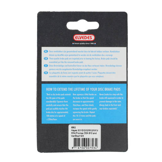 74.6862 ELVEDES Schijfremblokken Organisch Blauw set